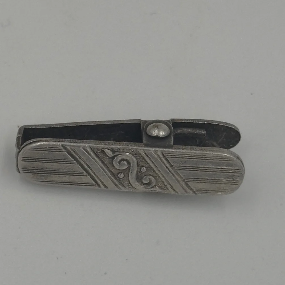 Vintage Men's Sterling Silver Decorative Tie Clip